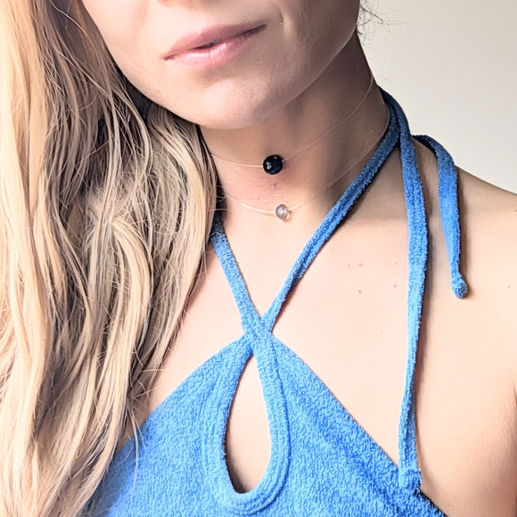 Jewelry - Elegant Black and Clear Beaded Necklace